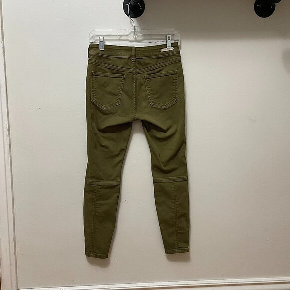Anthropologie Army Green Moto Zippered High-Rise Denim Leggings Sz 26 Petite - Picture 3 of 16